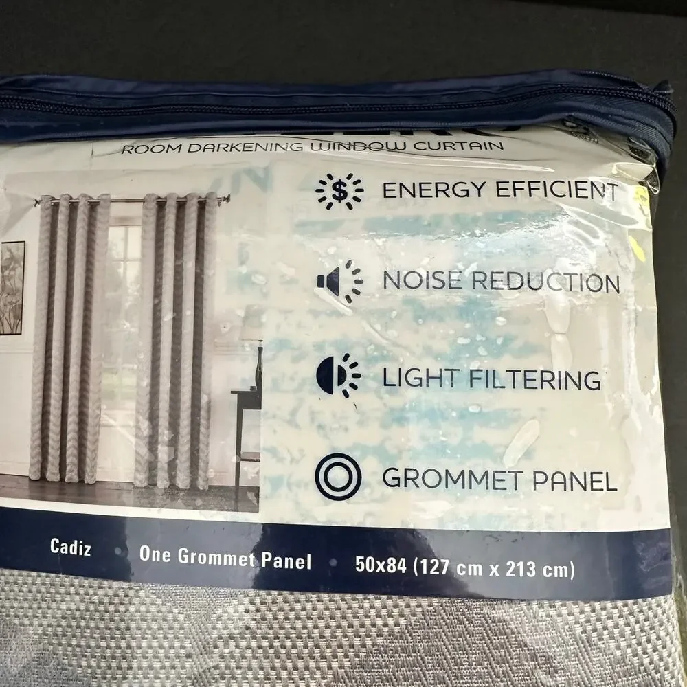 Sun Zero Room Darkening Window Curtain 50x84 Grey Cadiz 1 Grommet Panel